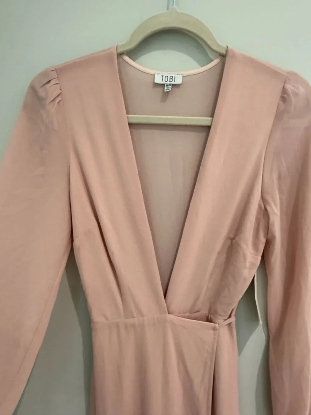 NWT Tobi Blush Pink Deep V-Neck Long Sleeve Maxi Dress - Size XS